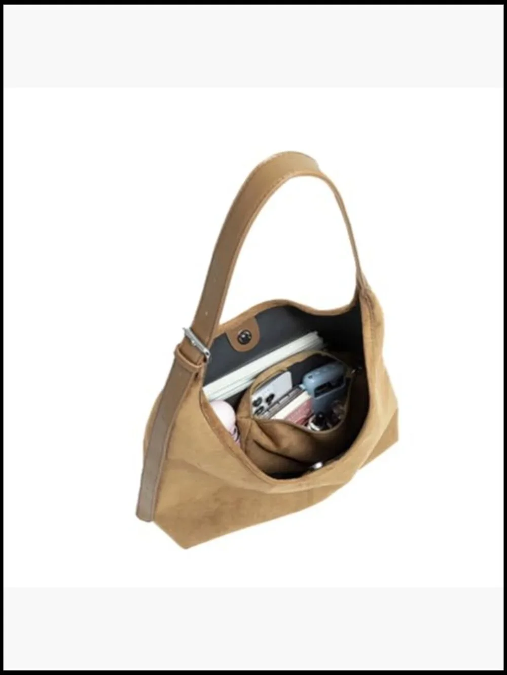 Large Hobo Bag Slouchy Shoulder Tote Purse Retro Faux Suede Handbag Work Travel